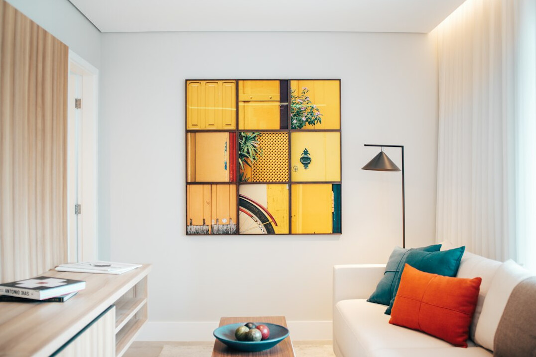 Bright modern office meeting room with large windows
